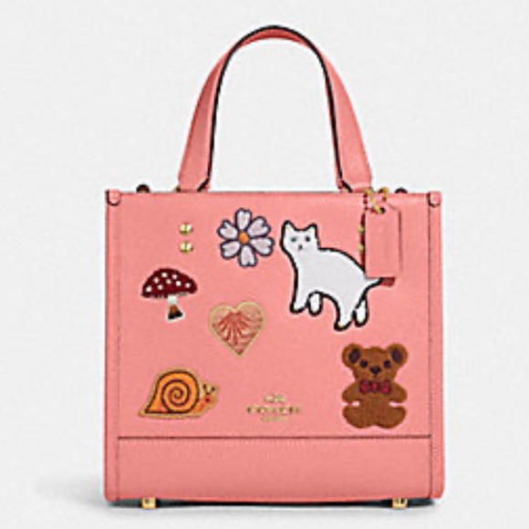 Coach Handbags - ** SOLD -COACH PINK DEMPSEY TOTE 22 W/Creature Patches - Candy Pink Multi --NWT!